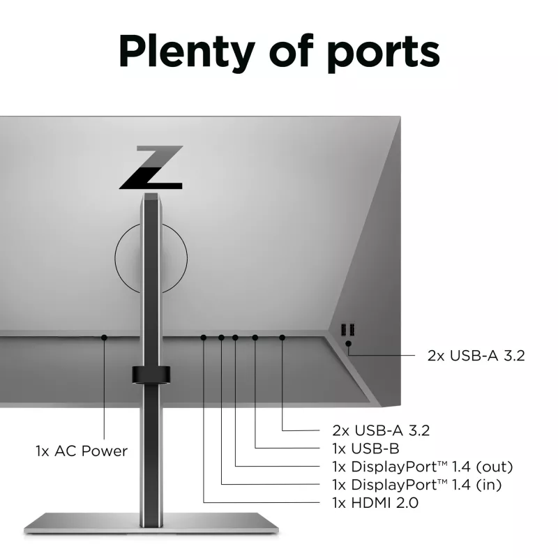 HP Z24q G3 QHD Display, 60.5 cm (23.8 inch), 2560 x 1440 pixels, Quad HD, LCD, 5 ms, Silver
