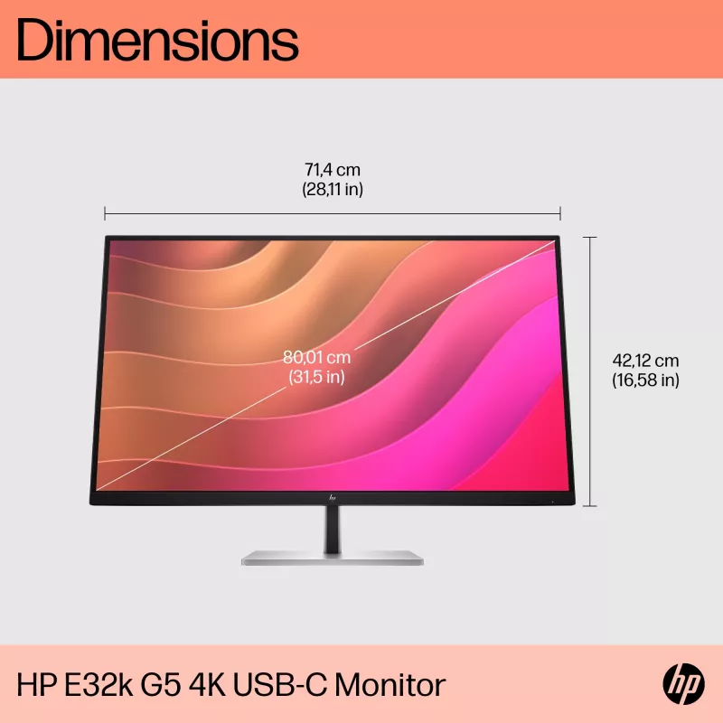 Monitor HP E32k G5 31.5 inch 4K Ultra HD LCD 3840 x 2160