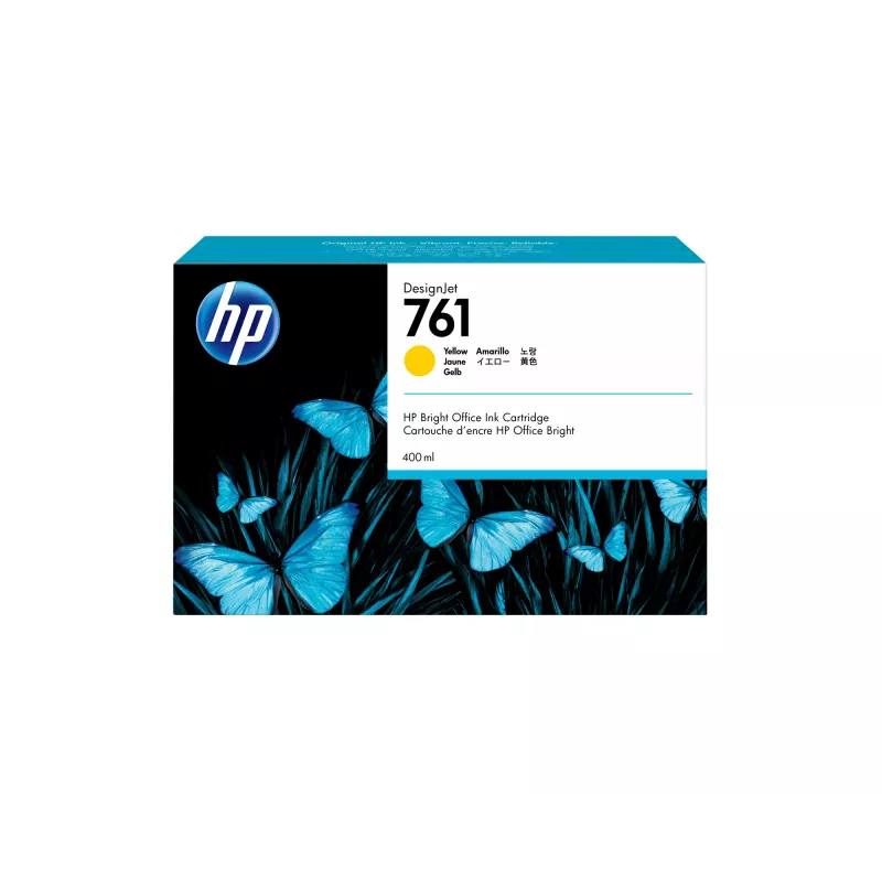 HP 761 400-ml Yellow DesignJet Ink Cartridge, HP DesignJet T7100 Printer; HP DesignJet T7200 Production Printer, Thermal inkjet, Yellow, Singapore, 174 mm, 114 mm