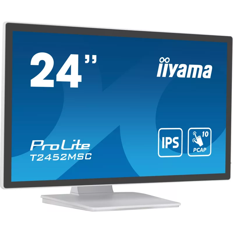 iiyama ProLite T2452MSC-W1 computer monitor 61 cm (24 inch) 1920 x 1080 pixels Full HD LCD Touchscreen Multi-user White
