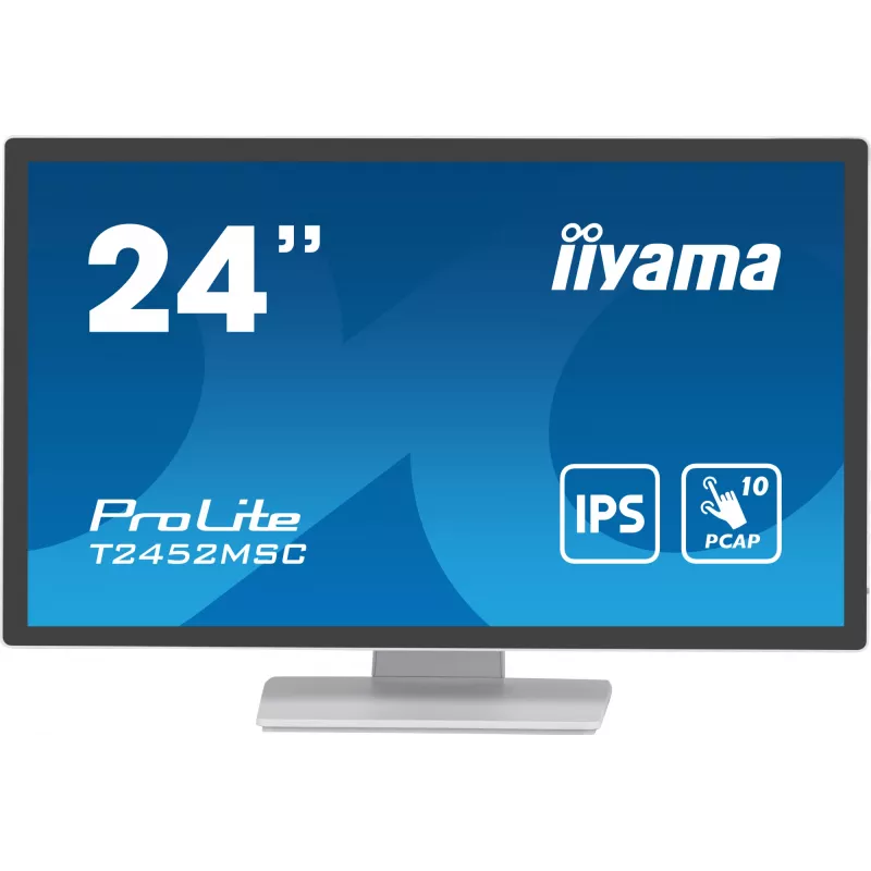 iiyama ProLite T2452MSC-W1 computer monitor 61 cm (24 inch) 1920 x 1080 pixels Full HD LCD Touchscreen Multi-user White