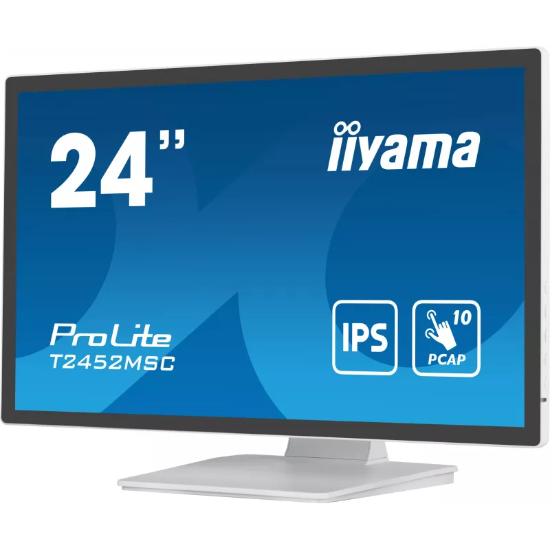 iiyama ProLite T2452MSC-W1 computer monitor 61 cm (24 inch) 1920 x 1080 pixels Full HD LCD Touchscreen Multi-user White