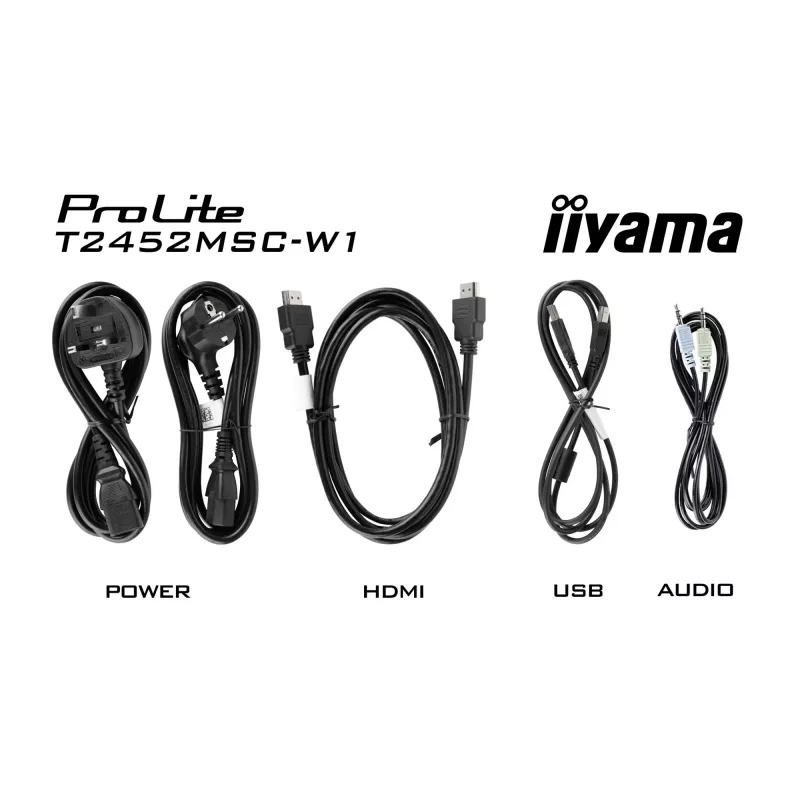 iiyama ProLite T2452MSC-W1 computer monitor 61 cm (24 inch) 1920 x 1080 pixels Full HD LCD Touchscreen Multi-user White