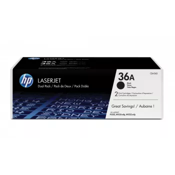 HP 36A 2-pack Black Original LaserJet Toner Cartridges, 4000 pages, Black, 2 pc(s)