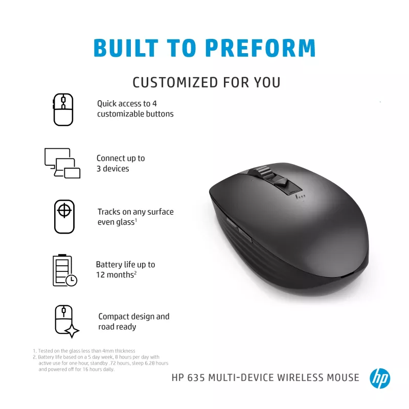 Mouse HP 635 Multi-Device Wireless RF Wireless + Bluetooth