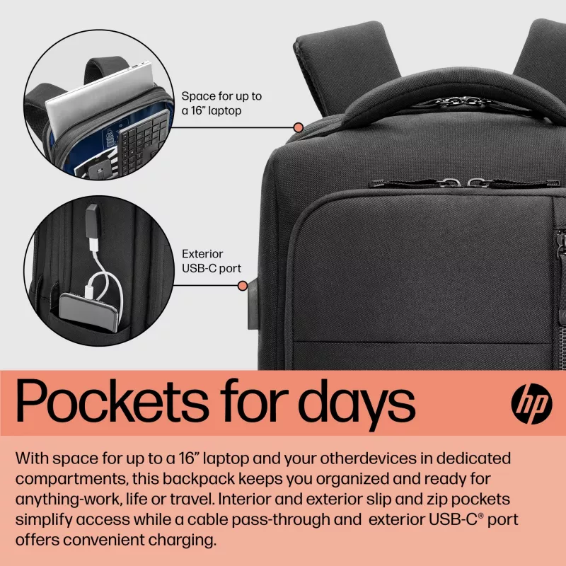 HP Renew Executive 16-inch Laptop Backpack, Backpack, 40.9 cm (16.1 inch), 890 g
