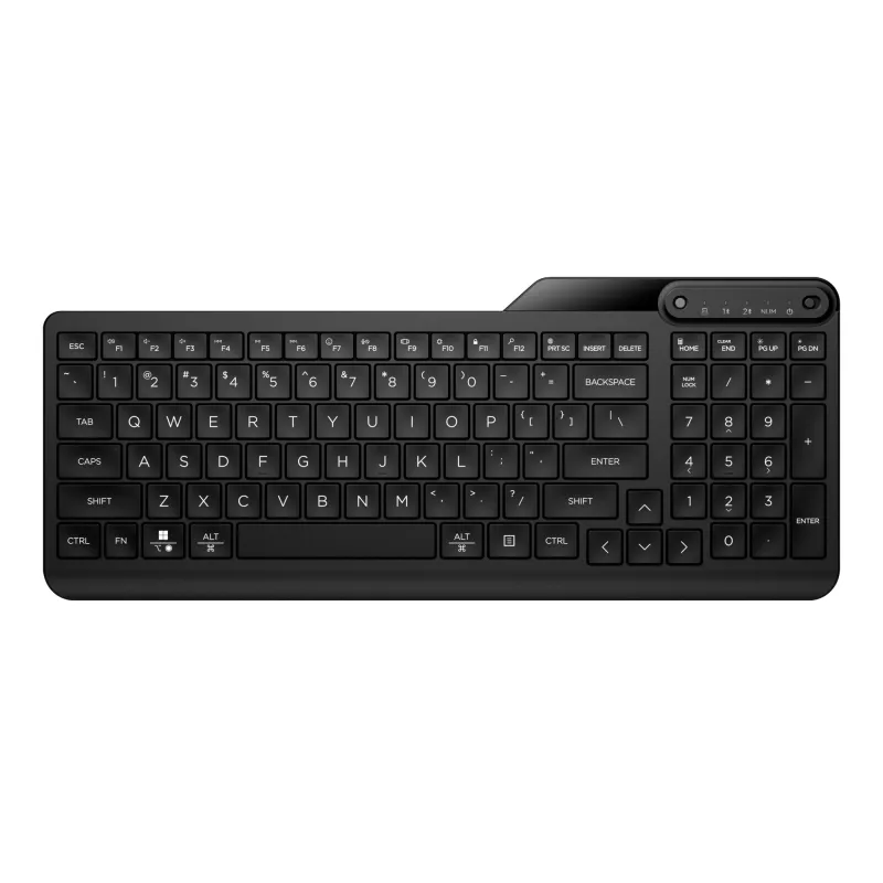 HP 475 Dual-Mode Wireless Keyboard, Full-size (100%), Wireless, RF Wireless + Bluetooth, Membrane, Black