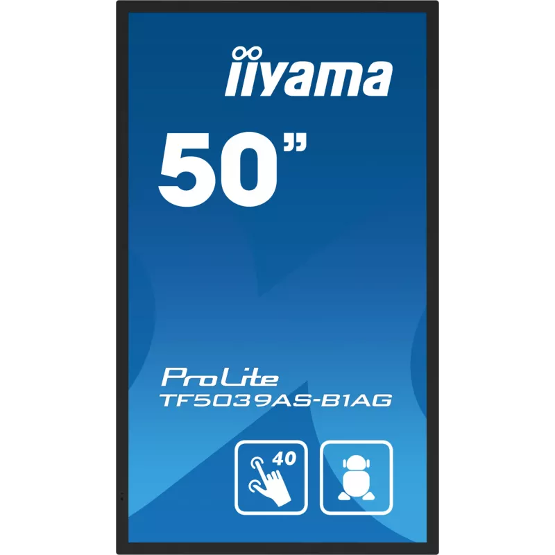 iiyama TF5039AS-B1AG computer monitor 125.7 cm (49.5 inch) 3840 x 2160 pixels 4K Ultra HD LED Touchscreen Black