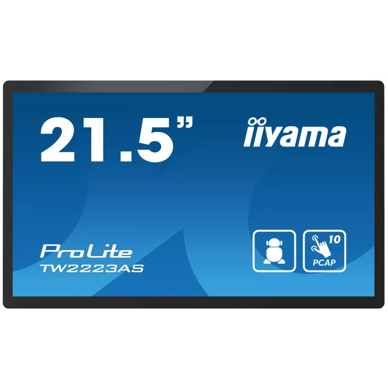 iiyama TW2223AS-B2 Signage Display Interactive flat panel 54.6 cm (21.5 inch) Wi-Fi 345 cd/m² Full HD Black Touchscreen Built-in processor Android 24/7