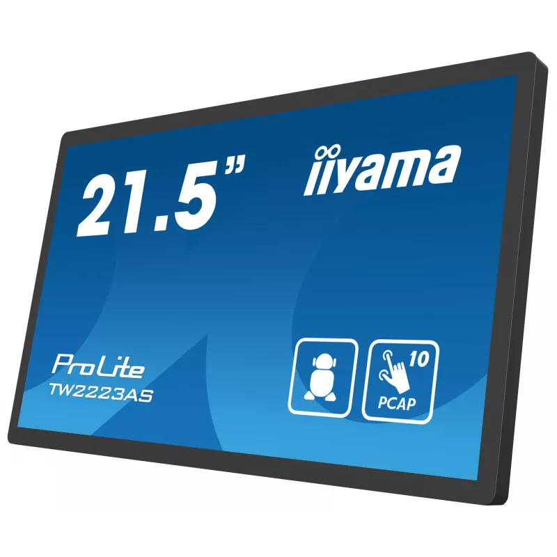 iiyama TW2223AS-B2 Signage Display Interactive flat panel 54.6 cm (21.5 inch) Wi-Fi 345 cd/m² Full HD Black Touchscreen Built-in processor Android 24/7
