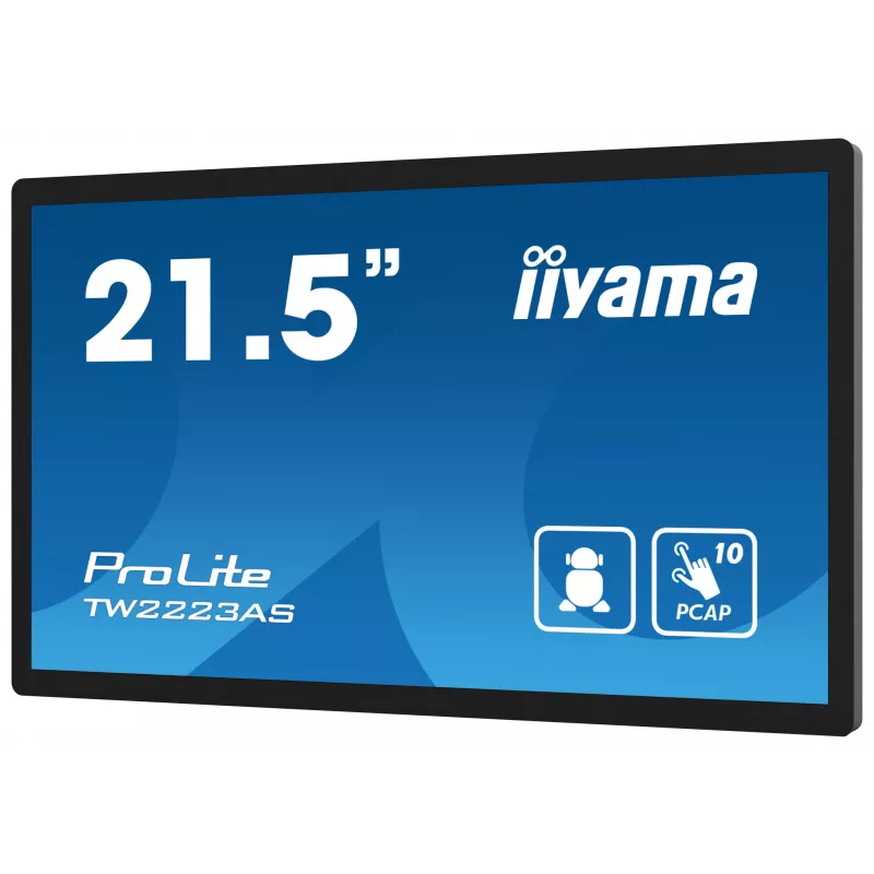 iiyama TW2223AS-B2 Signage Display Interactive flat panel 54.6 cm (21.5 inch) Wi-Fi 345 cd/m² Full HD Black Touchscreen Built-in processor Android 24/7