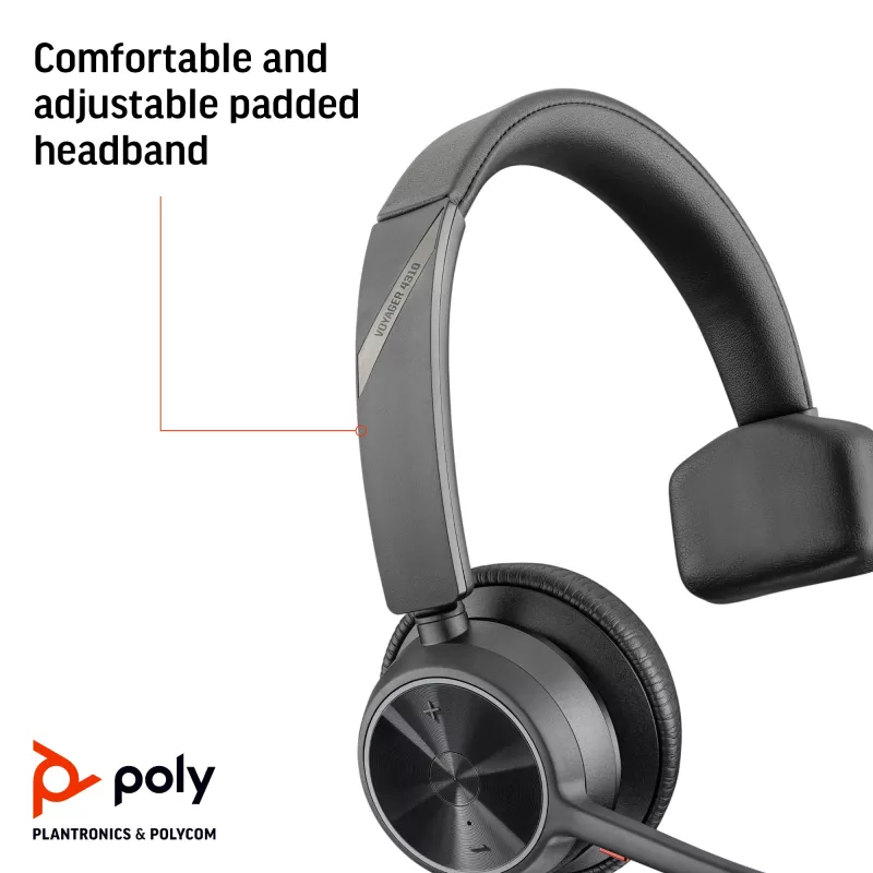 HP Poly Voyager 4310 USB-A Headset +BT700 dongle, Wireless, Office/Call center, 20 - 20000 Hz, 122 g, Headset, Black