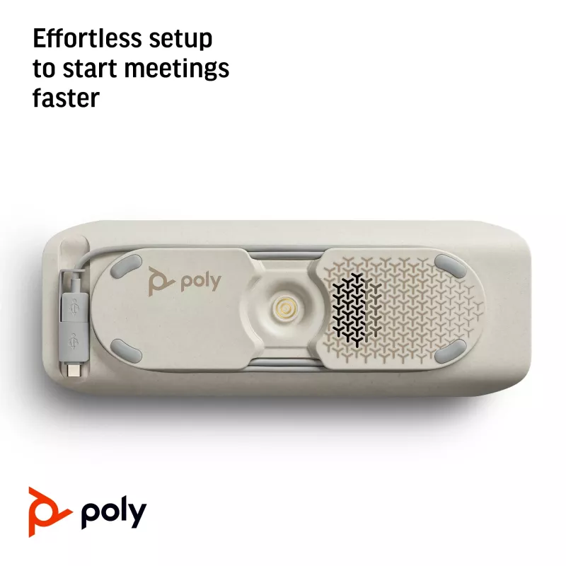 HP Poly Sync 40 Microsoft Teams Certified Speakerphone, Silver, Windows 10, Windows 11, MacOS, 30 h, RoHS, Federal Communications Commission (FCC), CE, 38 mm