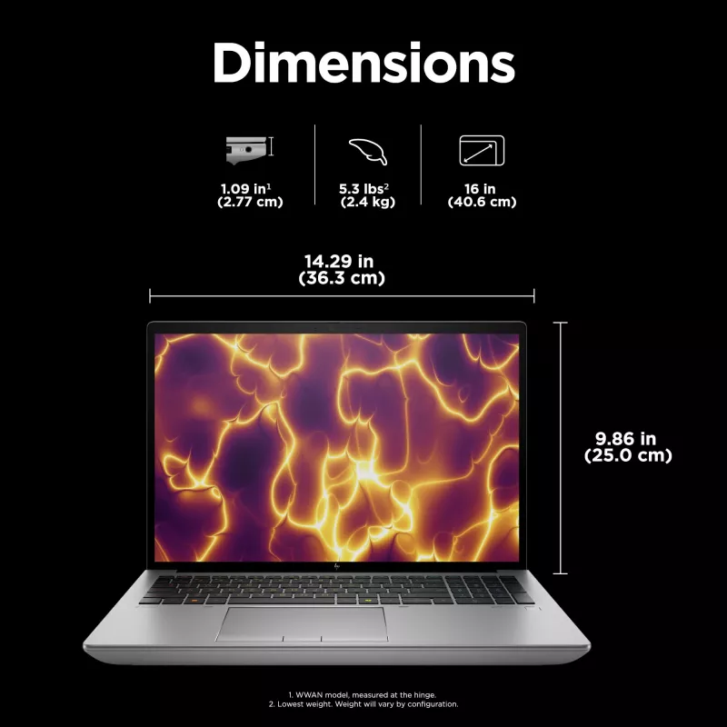 HP ZBook Fury 16 G11 Intel® Core™ i7 i7-14700HX 40.6 cm (16 inch) WUXGA 32 GB DDR5-SDRAM NVIDIA RTX 2000 Ada Wi-Fi 7 (802.11be) Windows 11 Pro AI Workstation, AI PC