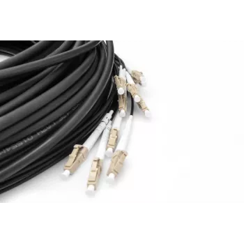 DIGITUS Breakout cable - 12 Fibers OM4 LC/UPC-LC/UPC universal color black 100m