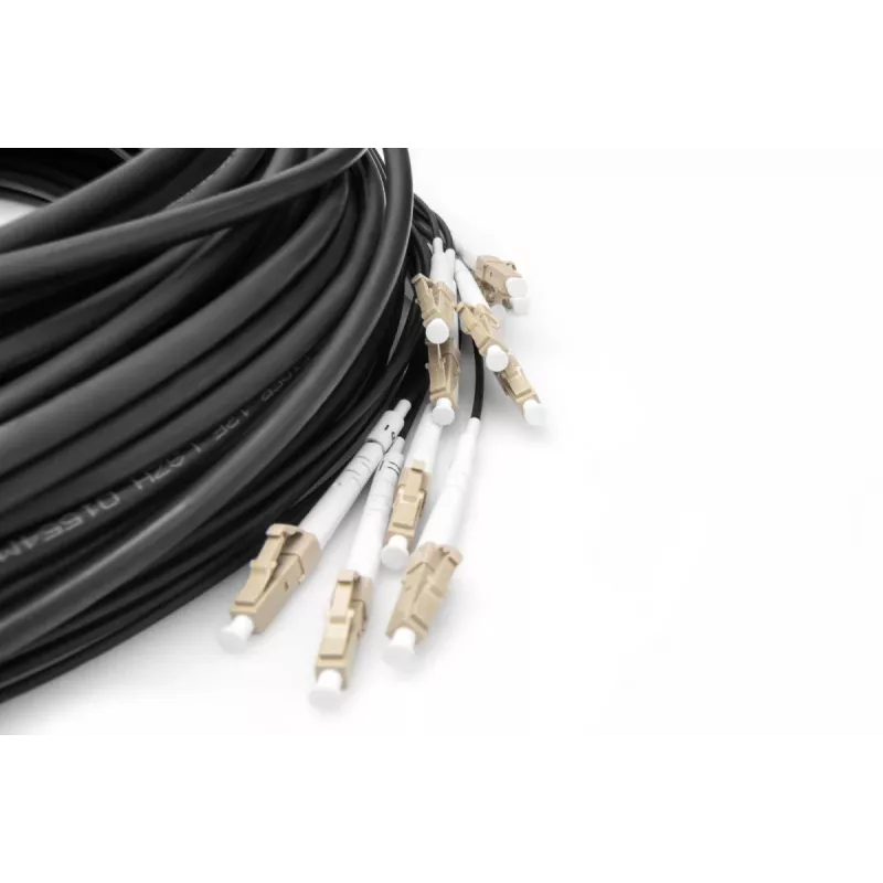 DIGITUS Breakout cable - 12 Fibers OM4 LC/UPC-LC/UPC universal color black 100m