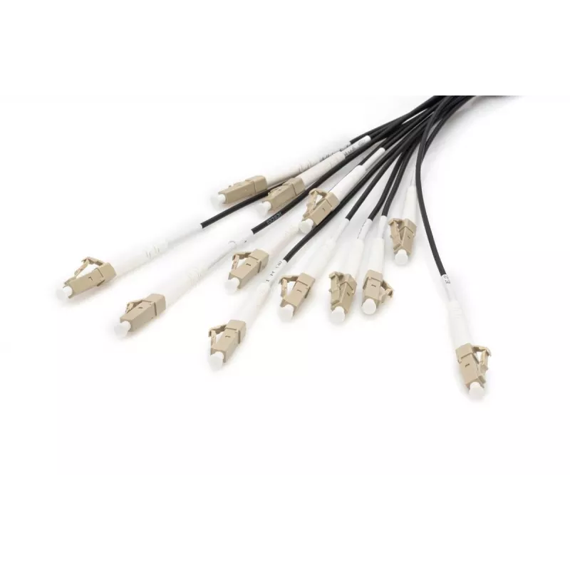 DIGITUS Breakout cable - 12 Fibers OM4 LC/UPC-LC/UPC universal color black 100m