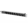 DIGITUS 1U Aluminum PDU, 8x Italian outlets, Pre-fuse 10A Plug, 250VAC