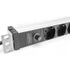 DIGITUS 1U Aluminum PDU, 8x Italian outlets, Pre-fuse 10A Plug, 250VAC