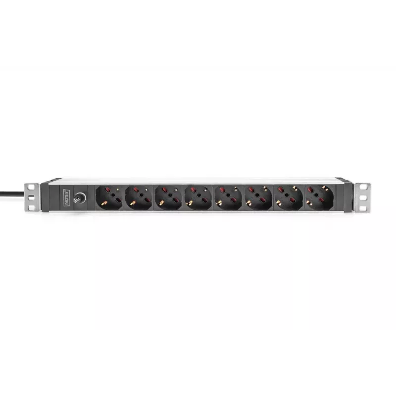DIGITUS 1U Aluminum PDU, 8x Italian outlets, Pre-fuse 10A Plug, 250VAC