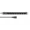 DIGITUS 1U Aluminum PDU, 8x Italian outlets, Pre-fuse 10A Plug, 250VAC