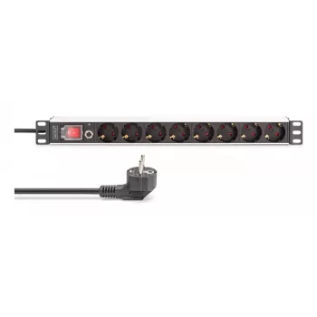 DIGITUS PDU - 1U Aluminum rackmount 7x safety + 1x outlet 16A 4000W 250VAC 50/60Hz overload protection