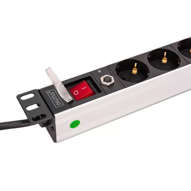 DIGITUS PDU - 1U Aluminum rackmount 7x safety + 1x outlet 16A 4000W 250VAC 50/60Hz overload protection