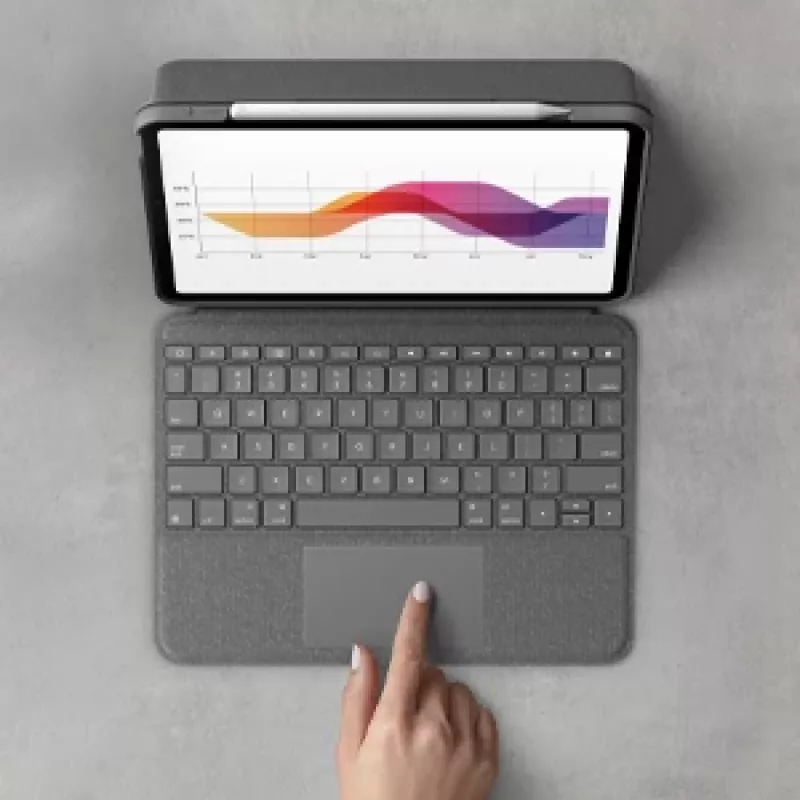 LOGITECH Folio Touch Backlit Keyboard Case With Trackpad Oxford Grey for iPad Air (4th gen) Deutsch Qwertz