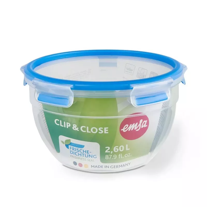 EMSA CLIP & CLOSE N10114 Round Container 2.6 L Blue, Transparent 1 pc(s)