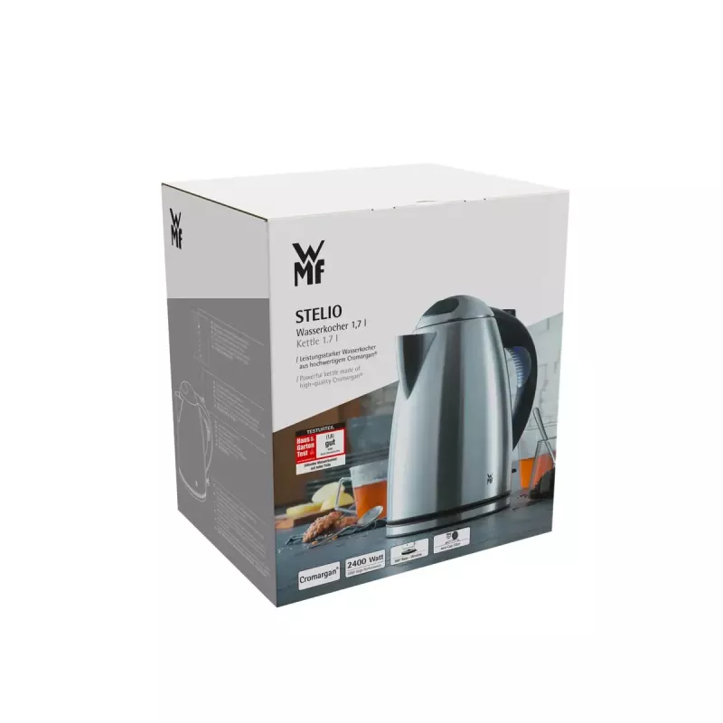 WMF Stelio 0413020012 electric kettle 1.7 L 2400 W Black, Stainless steel