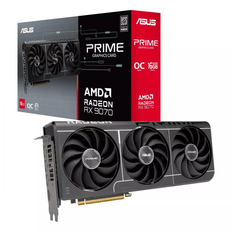 Graphics card ASUS Radeon RX 9070 16 GB GDDR6 PCIe 5.0 256-bit, 3‑fan cooling, PCI Express 5.0