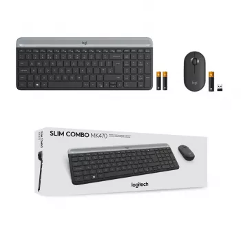 Logitech MK470 Wireless Keyboard+Mouse, Graphite, Mouse included, QWERTY US , USB