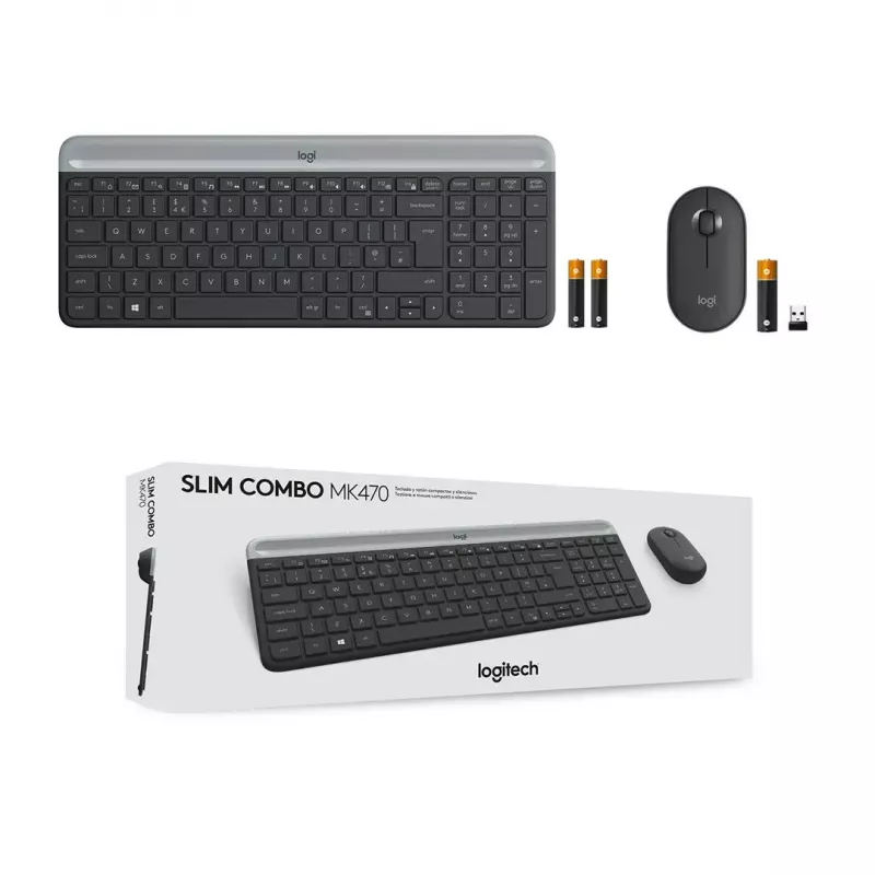 Logitech MK470 Wireless Keyboard+Mouse, Graphite, Mouse included, QWERTY US , USB