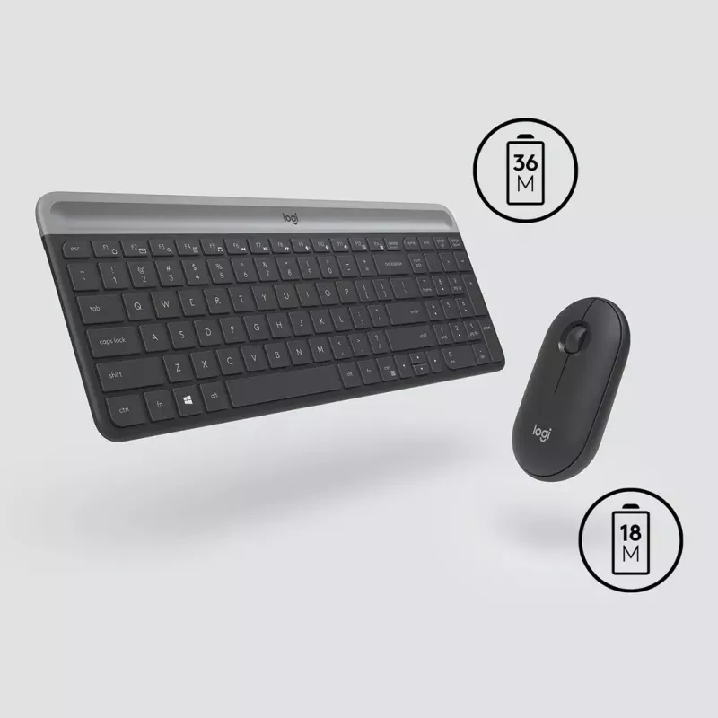 Logitech MK470 Wireless Keyboard+Mouse, Graphite, Mouse included, QWERTY US , USB
