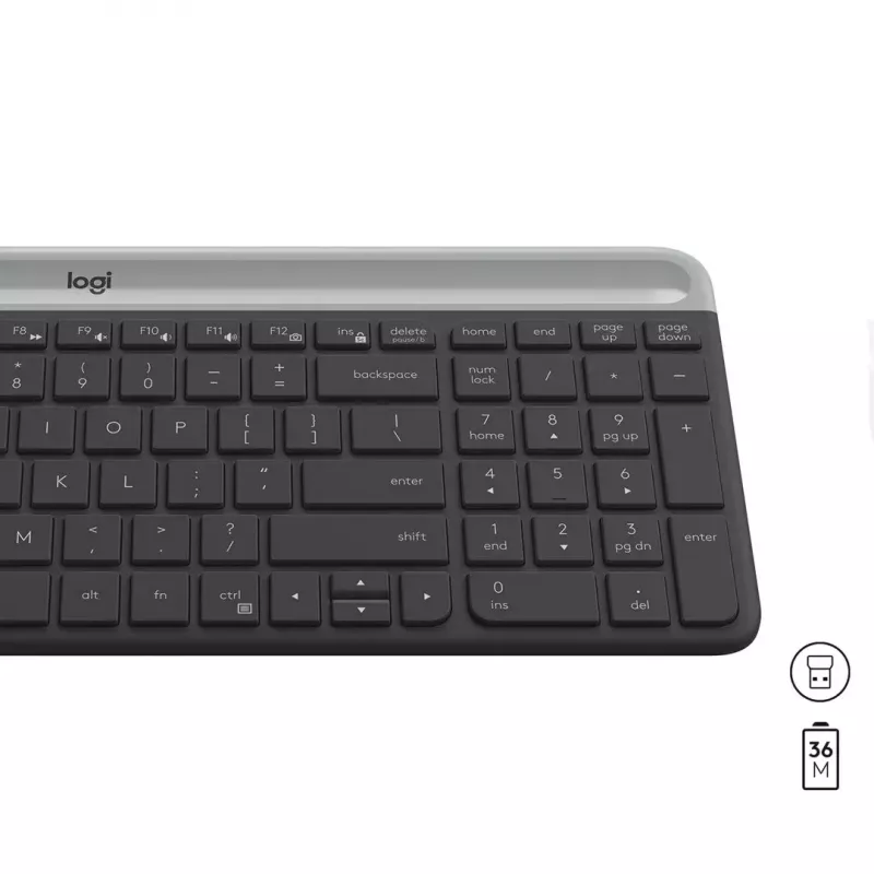 Logitech MK470 Wireless Keyboard+Mouse, Graphite, Mouse included, QWERTY US , USB