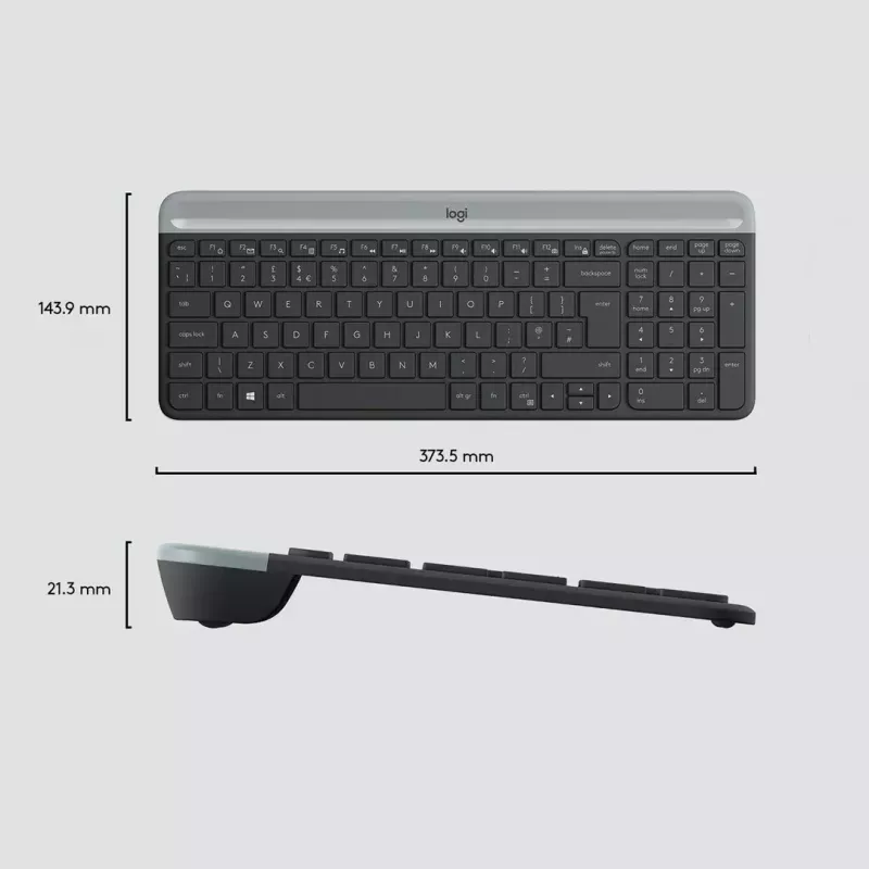 Logitech MK470 Wireless Keyboard+Mouse, Graphite, Mouse included, QWERTY US , USB