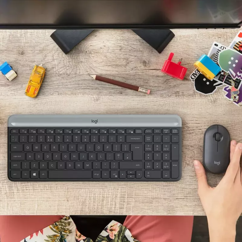 Logitech MK470 Wireless Keyboard+Mouse, Graphite, Mouse included, QWERTY US , USB