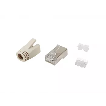 Equip Cat.6A RJ45 Shielded Plug Set 100pcs Stainless Steel Transparent White
