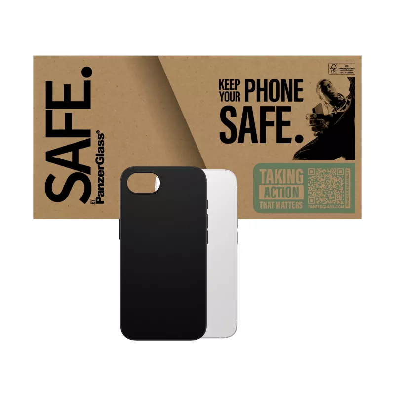 PanzerGlass SAFE. by ® TPU Case Black iPhone 17e | 16e, Cover, Apple, Apple - iPhone 16e, Black