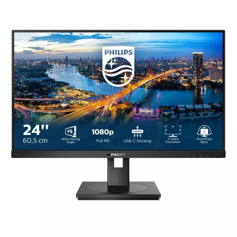 Philips B Line 243B1/00 computer monitor 60.5 cm (23.8 inch) 1920 x 1080 pixels Full HD LED Black