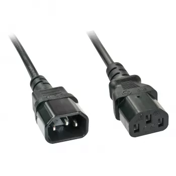 Lindy 2m C14 to C13 Extension Cable, 2 m, C14 coupler, C13 coupler, H05VV-F3G