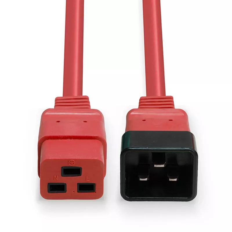 Lindy 1m IEC C19 to C20 Extension Cable, Red