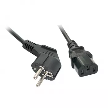 Lindy 2m Schuko angled to C13 Mains Cable, 2 m, Power plug type F, C13 coupler, H05VV-F3G