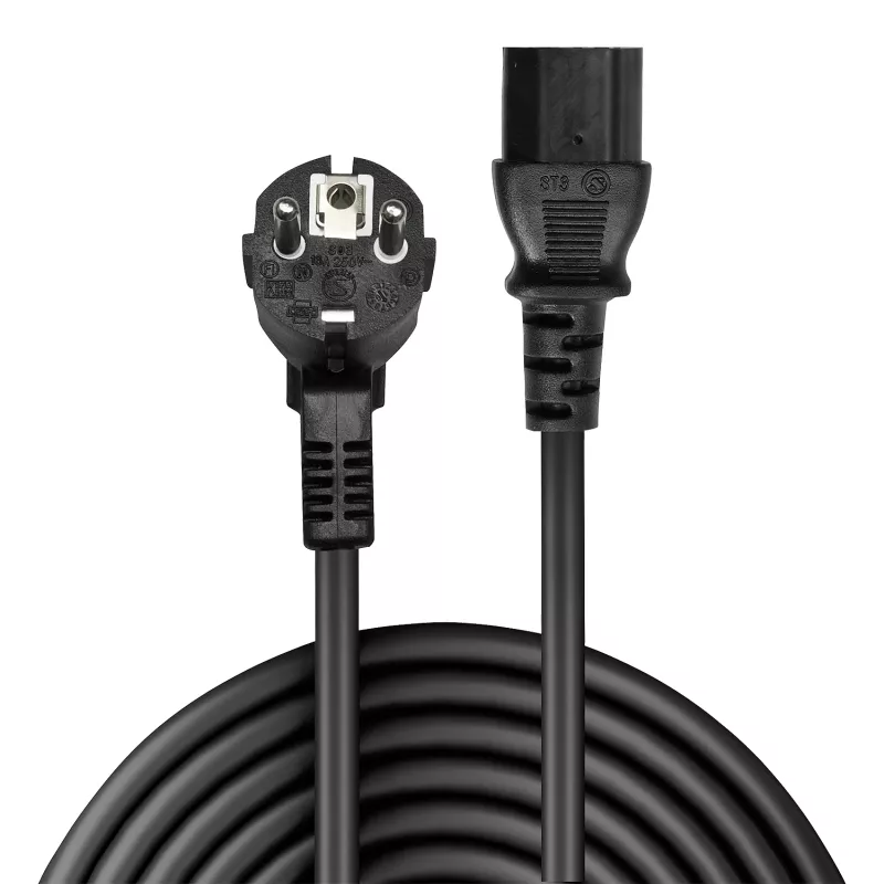 Lindy 2m Schuko angled to C13 Mains Cable, 2 m, Power plug type F, C13 coupler, H05VV-F3G