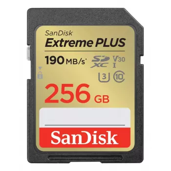 WESTERN DIGITAL Extreme PLUS 256GB SDHC Memory Card 190MB/s 130MB/s UHS-I Class 10 U3 V30