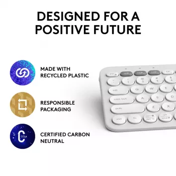 Compact mini keyboard Logitech Pebble Keys 2 K380s — RF Wireless + Bluetooth, QWERTY US International, white