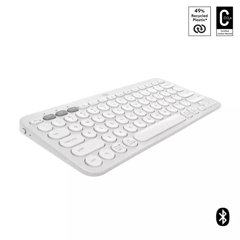 Compact mini keyboard Logitech Pebble Keys 2 K380s — RF Wireless + Bluetooth, QWERTY US International, white