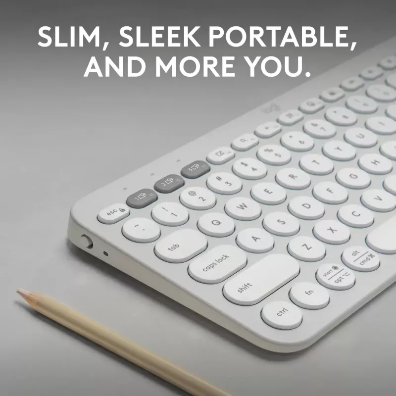 Compact mini keyboard Logitech Pebble Keys 2 K380s — RF Wireless + Bluetooth, QWERTY US International, white
