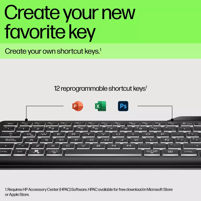 HP 405 Multi-Device Backlit Wired Keyboard, Full-size (100%), Wired, USB, Membrane, QWERTY, Black