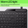 HP 405 Multi-Device Backlit Wired Keyboard, Full-size (100%), Wired, USB, Membrane, QWERTY, Black